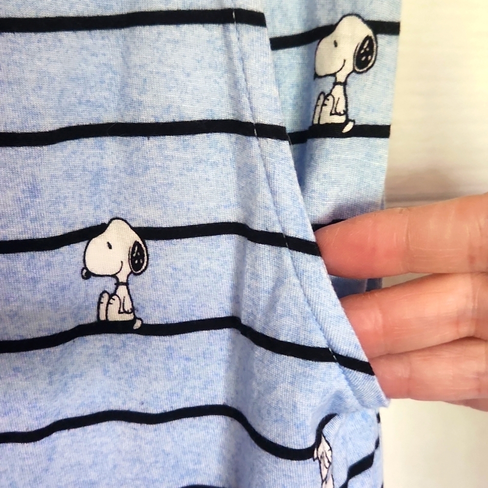 Peanuts Snoopy Cozy Pajama Shorts | Medium | Blue Striped Lounge Shorts - Picture 5 of 10